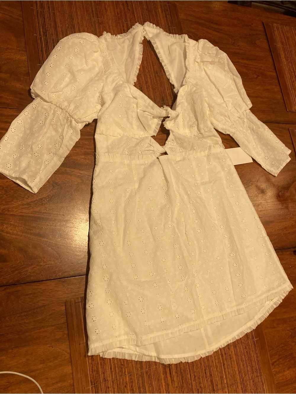 For Love and Lemons White Eyelet Cutout Mini Dress